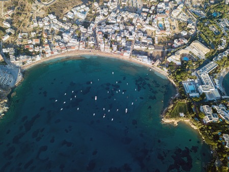 Aerial drone photo of beautiful cretan villageの写真素材