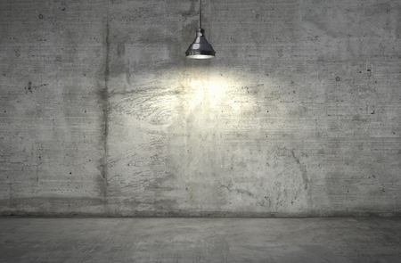 An interior with a concrete wall and floorの写真素材