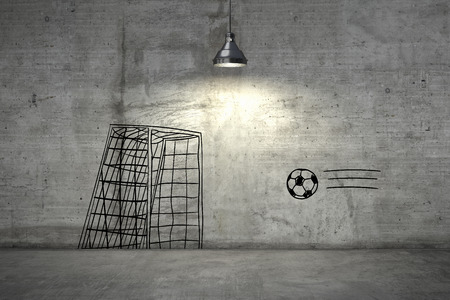 Background image with drawings on a grey wallの写真素材