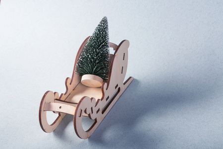 A sleigh that carry the Christmas treeの写真素材