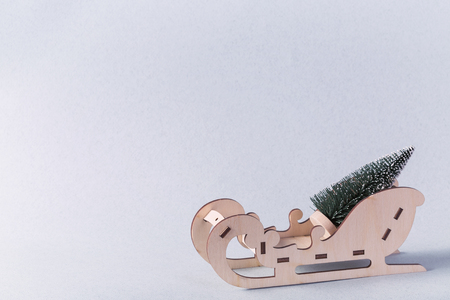 A sleigh that carry the Christmas treeの写真素材