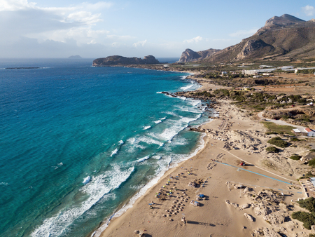 Aerial Drone Photo of Falassarna Beach on Creteの写真素材