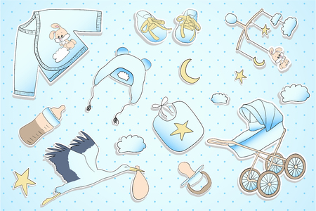Holiday card design for Baby shower for boyの写真素材