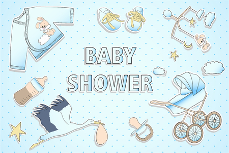 Holiday card design for Baby shower for boyの写真素材