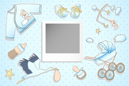 Holiday card design for Baby shower for boyの写真素材
