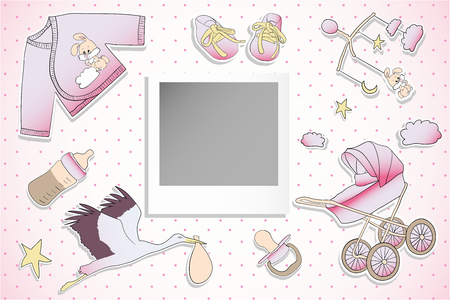 Holiday card design for Baby shower for girlの写真素材