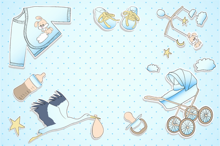 Holiday card design for Baby shower for boyの写真素材