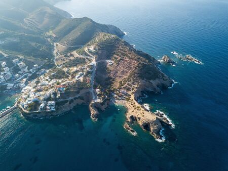 Aerial photo of a small beach in Bali village. Crete, Greeceの写真素材