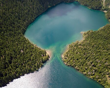 Aerial photo of the Black Lake in National park Durmitorの写真素材