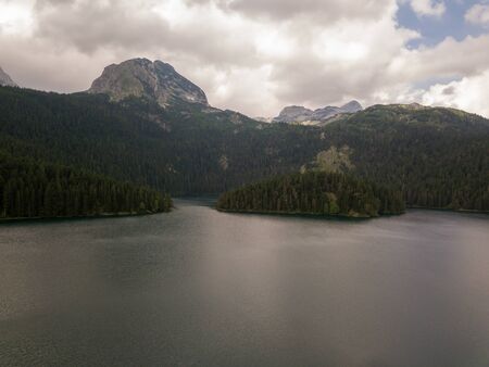 Aerial photo of the Black Lake in National park Durmitorの写真素材