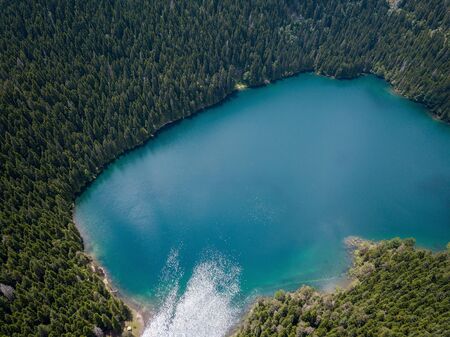 Aerial photo of the Black Lake in National park Durmitorの写真素材