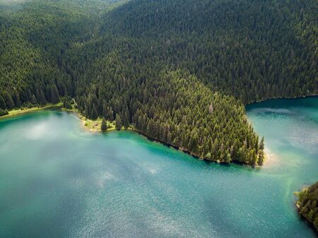 Aerial photo of the Black Lake in National park Durmitorの写真素材