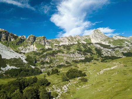 Aerial photo of Bobotov Kuk near the Durmitor park, Montenegroの写真素材