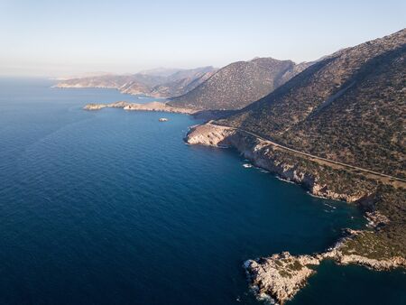 Aerial photo of a small beach in Bali village. Crete, Greeceの写真素材