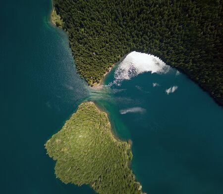 Aerial photo of the Black Lake in National park Durmitorの写真素材