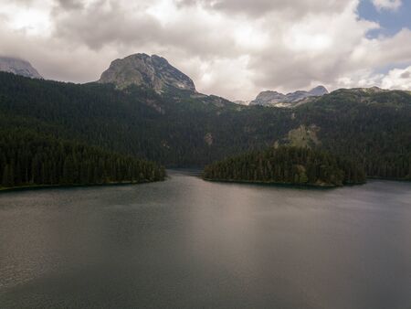 Aerial photo of the Black Lake in National park Durmitorの写真素材