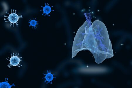 Human lungs affected by Covid-19. Sars disease, coronaviruses in the human lungsの写真素材