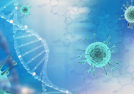 Covid-19 virus infects the cell. 3d coronavirus illustrationの写真素材