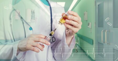 Female doctor is ready give a covid-19 vaccine. Healthcare and medical, 2019-NCOV.の写真素材