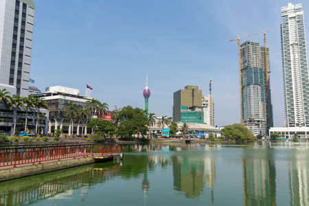 Beira Lake in Colombo city of Sri Lanka. January, 2020のeditorial素材