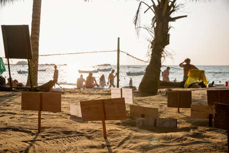 Sea turtle nesting site. Special plates contain information about the clutch: number of eggs and the date of settingの写真素材