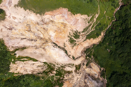 Fumarole fields on The small Valley of Geysersの写真素材