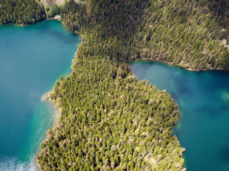 Aerial photo of the Black Lake in National park Durmitorの写真素材