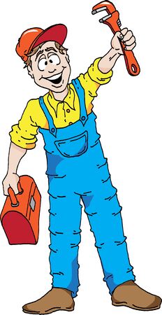 Cartoon of a happy plumberのイラスト素材