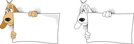 Cartoon image of a dog holding blank a signのイラスト素材