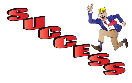 Cartoon Image of a Man Climbing the Stairs of Successのイラスト素材