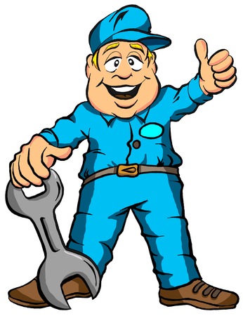 Vector Illustration Cartoon of a Mechanic Ready for Workのイラスト素材