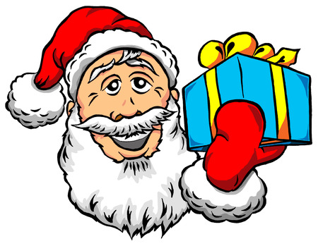 Vector image of a happy Santa presenting a giftのイラスト素材