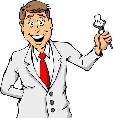 Cartoon of a Dentist Holding a Toothのイラスト素材