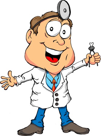 Cartoon of a Dentist Holding a Toothのイラスト素材
