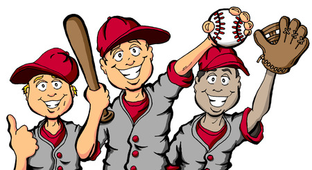 Vector cartoon of a group of children ready to play baseballのイラスト素材