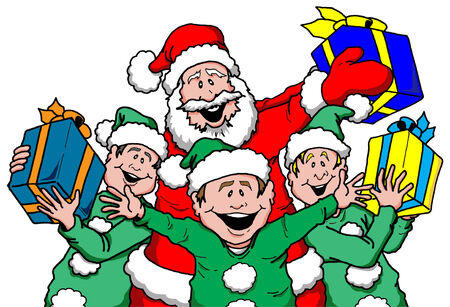 Cartoon illustration of Santa and Elf\\のイラスト素材