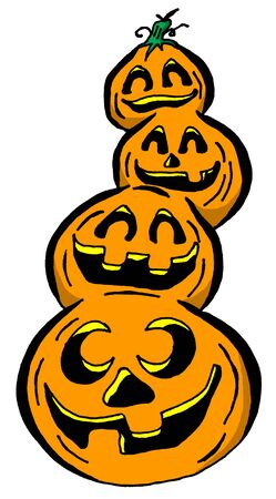 Cartoon Illustration of a Stack of Pumpkinsのイラスト素材