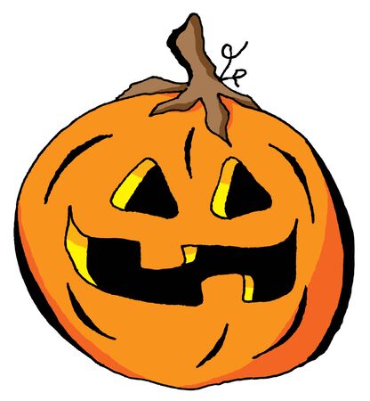 Humorous Illustration of a Happy Halloween Pumpkinのイラスト素材