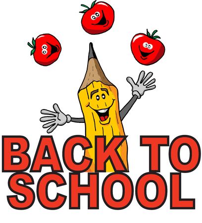Cartoon of a Juggling Pencil Celebrating Back To Schoolのイラスト素材
