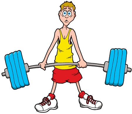 Skinny Man trying to Deadlift a Really Heavy Barbellのイラスト素材