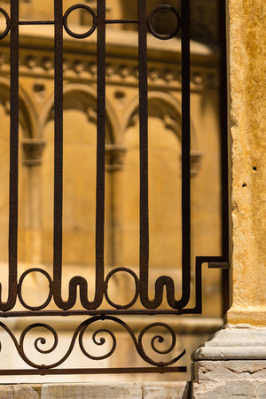 Detail of forged barrier in the sourroundins of the gotich cathedral in Leon , Spainの写真素材