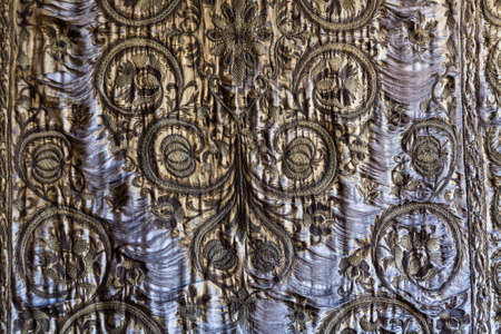 Very beautiful textured fabric drawing although it is a bit dmaged by the timeの写真素材