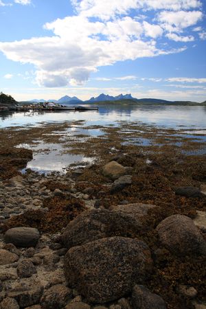 Norway scenery with beautiful mountains and sea