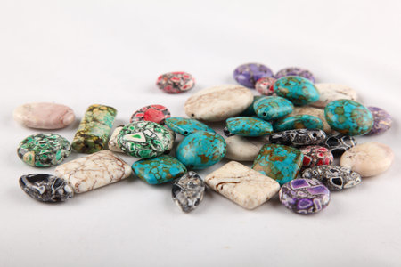 Collection of different mosaic turquoise gemstones