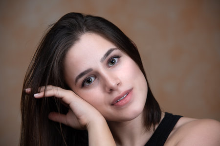 Make up trend for young women and girls to make seductive and feminine eyes and lipsの写真素材