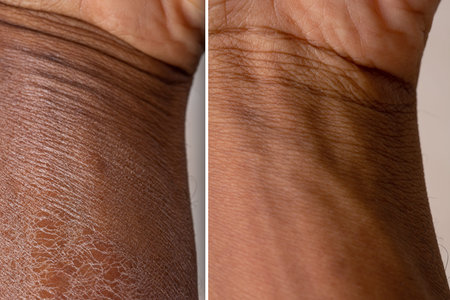 dry skin before and after treatment: therapy concept for dry and dehydrated skin