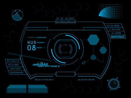 Futuristic blue virtual graphic touch user interface HUDのイラスト素材