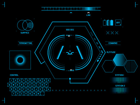 Futuristic blue virtual graphic touch user interface HUDのイラスト素材