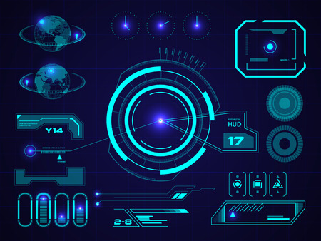 Futuristic blue virtual graphic touch user interface HUDのイラスト素材