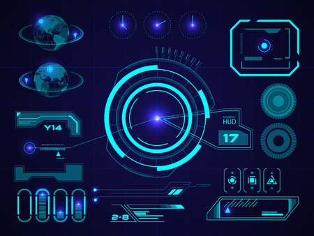 Futuristic blue virtual graphic touch user interface HUD